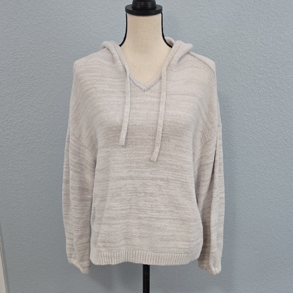 SOMA WEEKEND Marshmallow Knit Hoodie Marled Cream Knit Sweater Sz LARGE